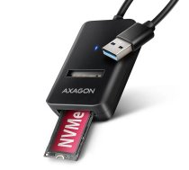 SSD korpuss AXAGON ADM2-AM USB-A 10Gbps vienai M.2 NVMe/SATA atmiņai, USB 3.2 Gen 2, 10 cm kabelis, melns