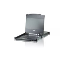 KVM slēdzis ATEN CL6708MW, vadība 64 datoriem, DVI-D video, USB tastatūra/peles porti, Full HD 1920x1080, 17.3" LCD, 1U, melns