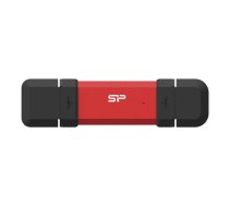 USB zibatmiņa Silicon Power DS72 500 GB, USB 3.2 Gen 2 Type-A / Type-C, alumīnijs+gumija, aparatūras 256‑bitu AES šifrēšana