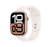 Viedpulkstenis Apple Watch Series 10 GPS 46 mm rožu zelta alumīnija korpuss ar Light Blush sporta siksniņu S/M