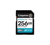 SDXC atmiņas karte Kingston 256GB UHS-I Canvas Go Plus — 256 GB, U3/V30, lasīšana 200 MB/s, rakstīšana 160 MB/s, Class 10, melna