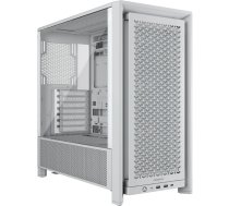 Datora korpuss CORSAIR FRAME 4000D RS Midi Tower White — ATX, rūdīts stikls, 3x120 mm priekšējie ventilatori, atbalsta 360/240/140 mm radiātorus