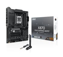 Pamatplate ASUS X870 MAX GAMING WIFI7 ATX — AMD X870, Socket AM5, DDR5, 4 DIMM, 256 GB, Wi‑Fi 7, Bluetooth 5.4, 3 M.2, 2x USB4