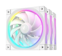 Korpusa ventilators DeepCool FL12 WH — 3 gab., 120×120×25 mm, 2150 RPM, 55 CFM, Fluid Dynamic Bearing, PWM, daudzkrāsu LED, 4‑pin