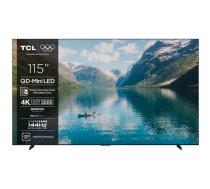 115" TCL 115C7K 4K Ultra HD QD‑Mini LED Smart TV, 3840×2160, 3000 cd/m², PPI 4600, Wi‑Fi, Ethernet, DVB
