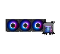 All-in-one šķidrumdzesētājs MSI MAG Coreliquid A15 360 — 3×120 mm ventilatori, radiators 394×120×27 mm, sūknis 5 V, RGB, atbalsta LGA 1851