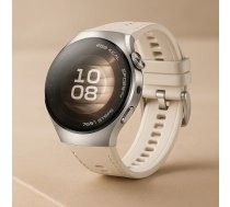 Viedpulkstenis HUAWEI WATCH 5 — apaļš 42 mm nerūsējošā tērauda korpuss, 1.38" AMOLED, GPS, Bluetooth, 540 mAh, bēšs korpuss ar baltu siksniņu