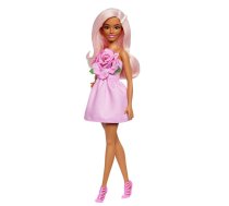 Modeļlelle MATTEL Barbie Fashionistas #238 — rožu bezsiksnu kleita, rozā mati ar spaili, 127,5 mm