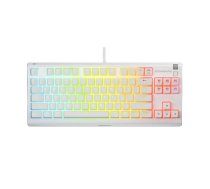 Vadāmās bez ciparu bloka spēļu tastatūra STEELSERIES Apex 3 TKL White US, USB‑C, RGB, magnētiski‑mehāniskie slēdži