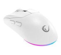 Spēļu pele RAMPAGE Prote M5 Pro līdz 26000 DPI ar RGB apgaismojumu — vadu, balta