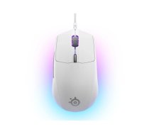Spēļu pele STEELSERIES Rival 3 Gen 2 — optiskā, 8500 DPI, vadu USB Type-A, labročka, balta, 77 g