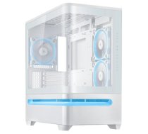 Datora korpuss ASUS PRIME AP202 ARGB micro ATX / mini‑ITX, balts, rūdīts stikls, ARGB, USB‑C, atbalsta GPU līdz 420 mm
