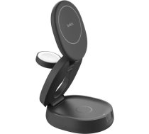 3вЂ‘inвЂ‘1 lДЃdД“tДЃjs Belkin WIZ034kqBK Qi2 salokДЃms magnД“tisks вЂ” bezvadu lДЃdД“tДЃjs iPhone, Apple Watch, AirPods