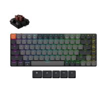 Mehāniskā bezvadu tastatūra Keychron K3 RGB Black — kompakta zema profila izkārtojums, Bluetooth un USB-C