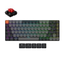 Mehāniskā bezvadu tastatūra Keychron K3 RGB Black — kompakta zema profila, Bluetooth/USB‑C, RGB apgaismojums