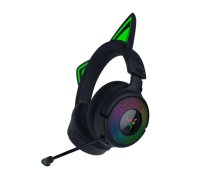 Austiņas Razer Kraken Kitty V3 Pro — vadu un bezvadu (USB Type-A, Bluetooth), ap ausi sedzošas, 20–28000 Hz, 390 g, melnas