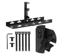 Kabeļu organizators zem galda MACLEAN MC-105 B, tērauds, regulējams, galds 0,5–50 mm, slodze līdz 5 kg, melns