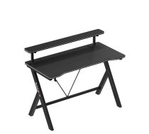 Ergonomisks regulējama augstuma spēļu galds huzaro Hero 1.9 Black — 1200×600 mm, MDF virsma 15 mm, melns, āķis austiņām