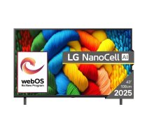 Televizors LG NanoCell 43NANO80A3B 43" (109,2 cm) 4K Ultra HD Smart TV, Direct-LED, Wi‑Fi, DVB-T2/C/S2, Ethernet, melns
