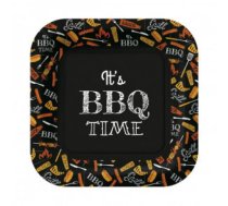 Kvadrātveida papīra šķīvji Paw Decor Collection BBQ PARTY BLACK 23 x 23 cm, iepakojums 10 gab.