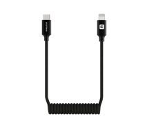 Spirālveida USB-C uz Lightning kabelis Evelatus AutoSpring 1,2 m, melns