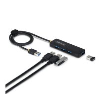 USB-A 4-portu centrmezgls StarTech H5A4A-USB-HUB-2 — USB 3.2 Gen 1 (5 Gbps), barošanas no buferlīnijas, 61 cm saimniekdators kabelis, melns