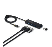 USB-C 4 porta mini hubs StarTech.com H5C4A-USB-HUB-2 — USB 3.2 Gen 1 Type-C uz 4× USB-A, 5Gbps, bez papildu barošanas, 61 cm kabelis, melns