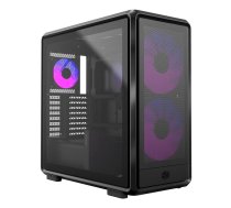 PC Midi Tower Cooler Master MasterFrame 600 Mesh — melns, atbalsta ATX/EATX, 2×200 mm priekšā, 2×3.5" un 3×2.5" vārti