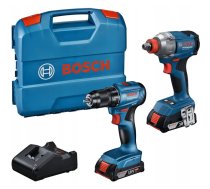Bezvada instrumentu komplekts Bosch GDX 18V-285 + GSR 185-LI, 18 V, 2×2.0 Ah akumulatori, L-Case