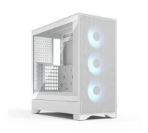 Fractal Design Pop 2 Air White TG RGB Midi Tower PC korpuss — ATX/Micro‑ATX/Mini‑ITX, rūdīts stikls, 3×120 mm priekšējie ventilatori