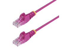 Slim CAT6 Ethernet kabeļa pagarinājums 25 cm — StarTech.com N6PAT25CMPKS, UTP, 10GBase-T, 28AWG, LSZH, rozā, RJ45–RJ45