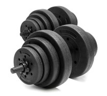 Hanteles komplekts Springos ACT0042 ar kompozīta rokturiem 2 x 15 kg — plātnes PP ar cementa pildījumu, metāla/PP stienīši, vītņoti PP skavas