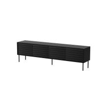 TV skapītis Cama Meble CORTINA 4D 200x40x55 cm, melns, virsma no DSP, melns rāmis