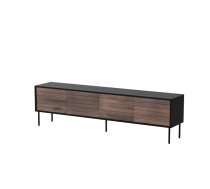 TV skapis cama meble CORTINA 4D 200x40x55 cm, melna virsma, valrieksta fasādes