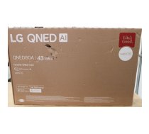 Smart TV LG 43QNED80A3A — 43" (108 cm) UHD, webOS 25, HDMI/USB/Wi‑Fi/Bluetooth, melns — bojāta iepakojuma