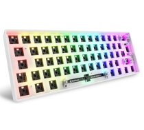 Kompakta 60% vadu klaviatūra Sharkoon SKILLER SGK50 S4 — QWERTY vācu izkārtojums, RGB apgaismojums, USB, 1,5 m kabelis, balta