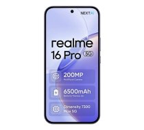 Viedtālrunis REALME realme 16 Pro — 6,8" (17,3 cm), MediaTek Dimensity, 8 GB RAM, 256 GB, 200 MP dubultā aizmugures kamera, 6500 mAh, violets