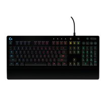 Spēļu tastatūra Logitech Alternativ G G213 Prodigy — pilna izmēra vadu USB, QWERTZ izkārtojums, RGB apgaismojums, paliktnis plaukstai, kabelis 1,8 m