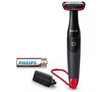 Ķermeņa skuveklis Philips BODYGROOM Series 1000 BG105/10 — ķermeņa trimmeris, 3,2 cm griešanas platums, ar bateriju, mitrs & sauss, bezvadu, melns/sarkans