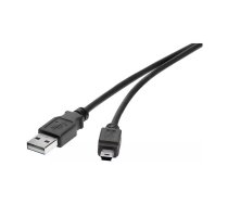 USB kabelis Renkforce RF-4455804 0.15m USB A Mini-USB B melns