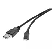 Renkforce RF-4463076 USB kabelis USB 2.0 0,3 m USB A Micro-USB B Melns