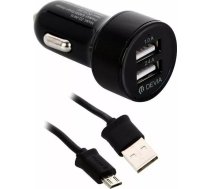 Auto lādētājs Devia Smart Series C1204BK ar 2×USB 2.4A un 1 m Micro-USB kabeli, melns