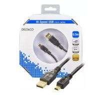 Deltaco USB-23S-K USB kabelis USB 2.0 0,5 m Micro-USB A Mini-USB B Melns