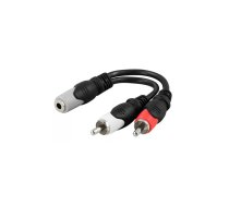 Deltaco AA-6A audio kabelis 0.1 m 3.5mm 2 x RCA Melns Pelēks Sarkans