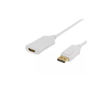 Deltaco DP-HDMI35-K video kabeļu aksesuārs 0,5 m DisplayPort HDMI Balts