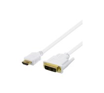Deltaco HDMI-113AD video kabeļu aksesuārs 3 m HDMI Type A (Standard) DVI Balts