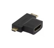 Deltaco HDMI-22G kabeļu spraudņu pāreja 19-pin HDMI Type A 19-pin HDMI Type A, 19 Pins Micro HDMI Type D Melns