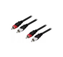 Audio kabelis Deltaco MM-112 5m 2 x RCA Melns Sarkans Balts