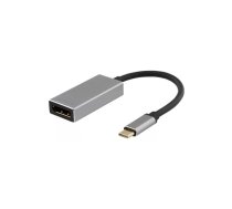 Deltaco USBC-DP2 video kabeļu aksesuārs 0,15 m USB Veids-C DisplayPort Melns, Sudrabs