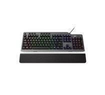 Mehāniskā spēļu tastatūra Lenovo Legion K500 — pilna izmēra 104 taustiņu USB, QWERTY US English, RGB apgaismojums, pelēki/melna
